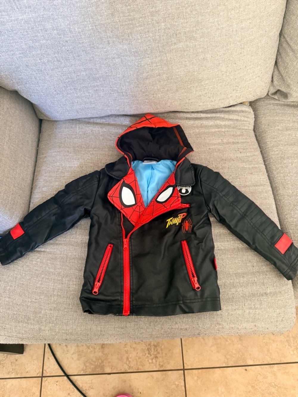 Marvel Kids Black and Red Spider-Motif Hooded Jacket